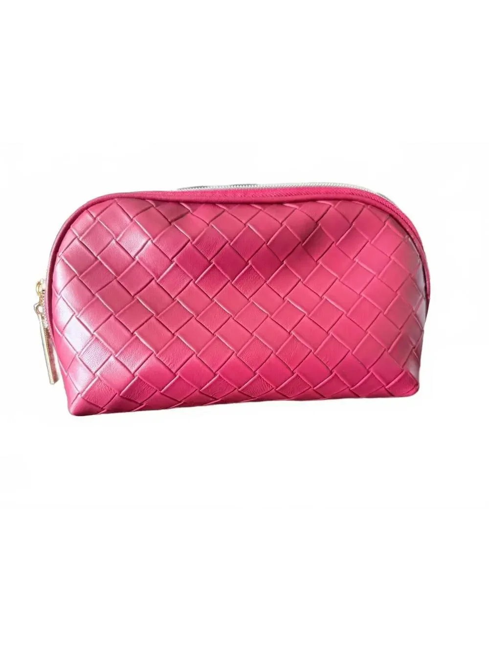 Lancome Woven Cosmetic Makeup Bag Gold Zip Pouch